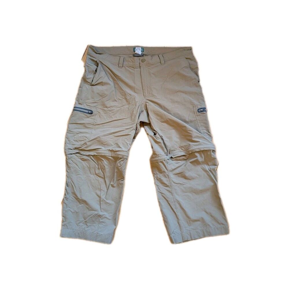LL Bean Cresta Zip-Off Convertible Hiking Pants Mens 40x30 Khaki Water Resistant